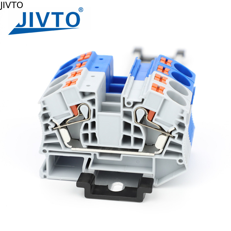 PT16 Din Rail Push-In Terminal Block, 16mm² Electrical Feed-Through Cable Plug Screwless Terminal Strip Wire Connector