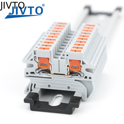 PTV 2.5 DIN Rail Terminal Block Side-Entry Push-in Connection 2.5mm2 26-12AWG Kabel Pengkabelan Konektor Kawat Listrik