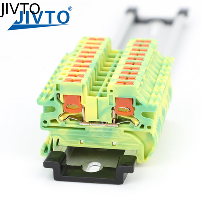 PTV 2.5-PE Ground Modular DIN Rail Terminal Block Side-Entry Push-in Wiring Connector Listrik 2.5mm