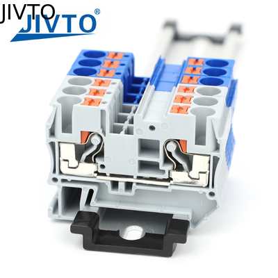 PT6 Push-in Terminal Block Din Rail 6mm2 Screwless Spring Feed-Through Connector Wire Electrical Strip Plug
