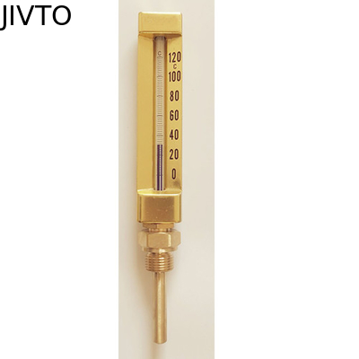 Kaca Berisi Cair 200mm 120deg V Bentuk Mercury Filled Thermometer 3/8 